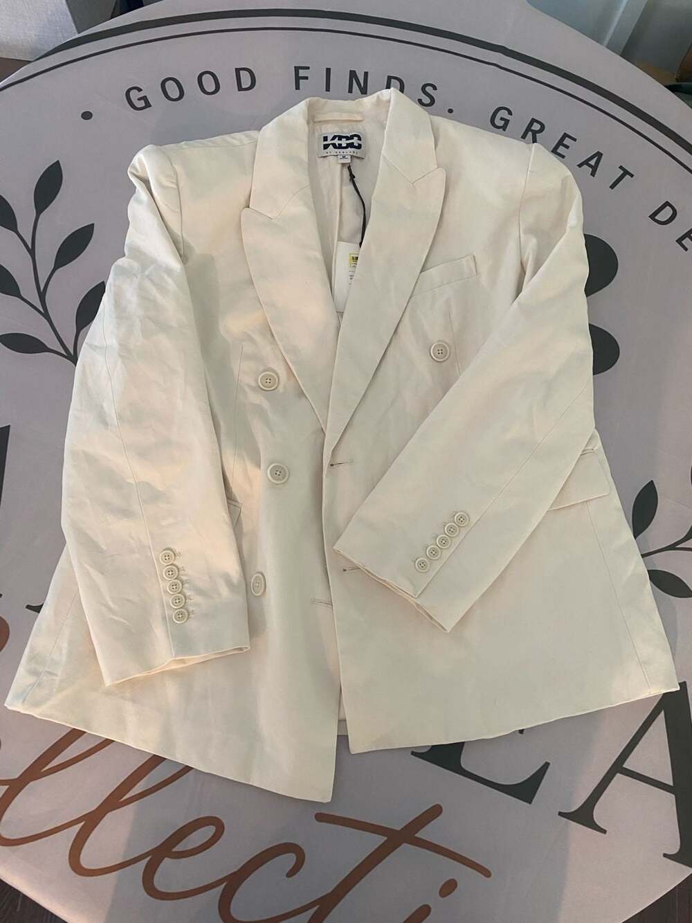 KBB by Kahlana Women’s M Double Breasted Cream Blazer